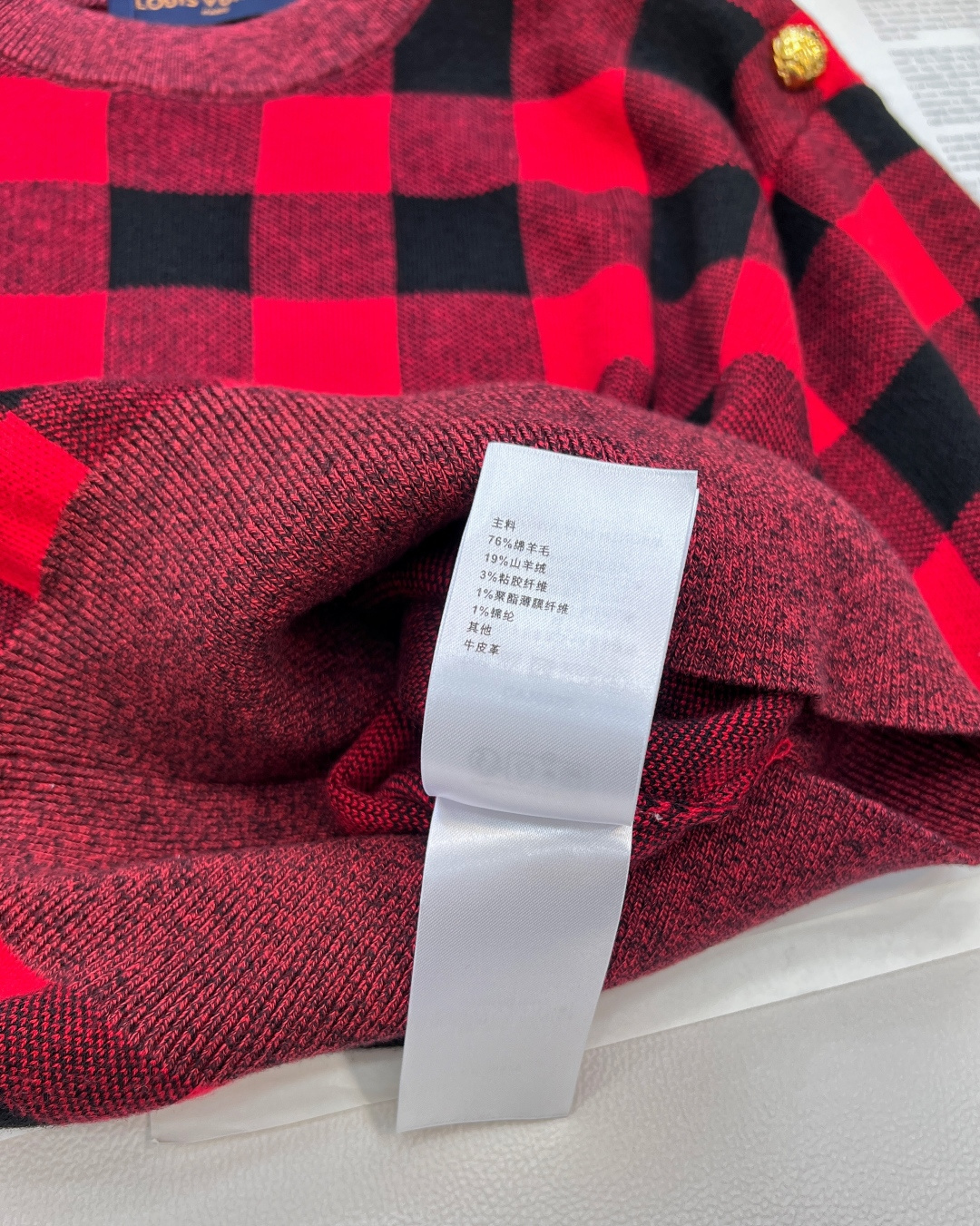🆕Louis Vuitton新款格纹针织中袖上衣，定制YB羊绒羊毛纱线织造 柔软亲肤 舒适有型 圆领针织