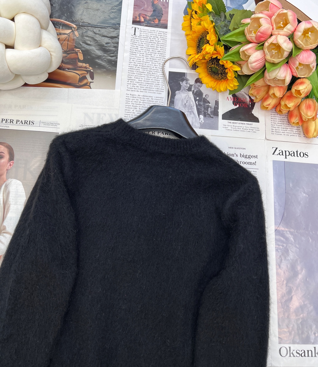 🆕Sanint Lauren*SS新款胸针字母针织毛衣定制YB羊毛纱线织造 柔软舒适 洋气显瘦 圆领套头