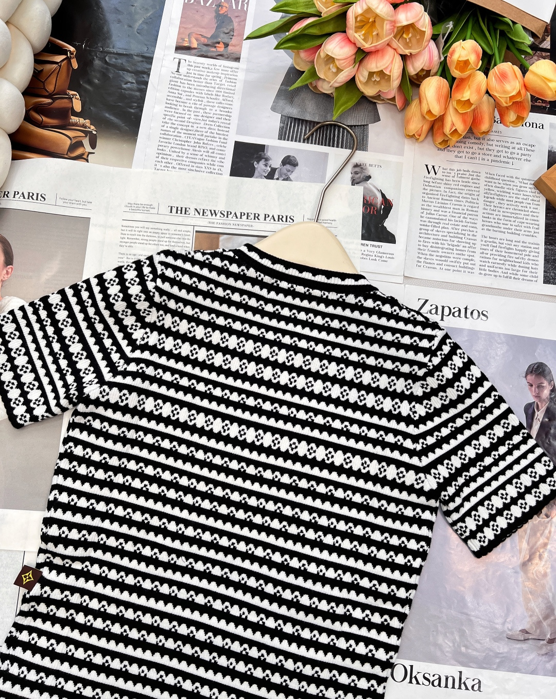 🆕Louis Vuitton新款钩花针织短袖，定制纱线织造 质感高级舒适 常规针织短袖剪裁 两袖和衣摆装