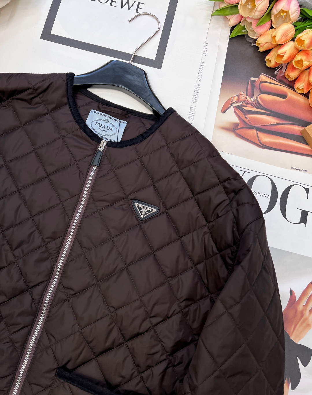 🆕PRADA菱格圆领羽绒棉服，定制YB进口防风防水尼龙材质 其工艺还原 升级材质 提升秋冬御寒功能 羽绒