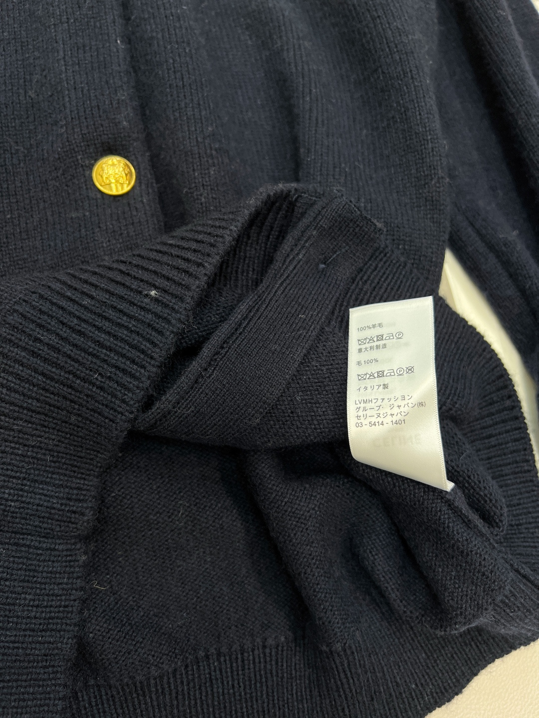 🆕Celine2025新款钩花圆领开衫毛衣，定制YB羊绒羊毛针织材质 质感高级 舒适柔软 圆领长袖针织开