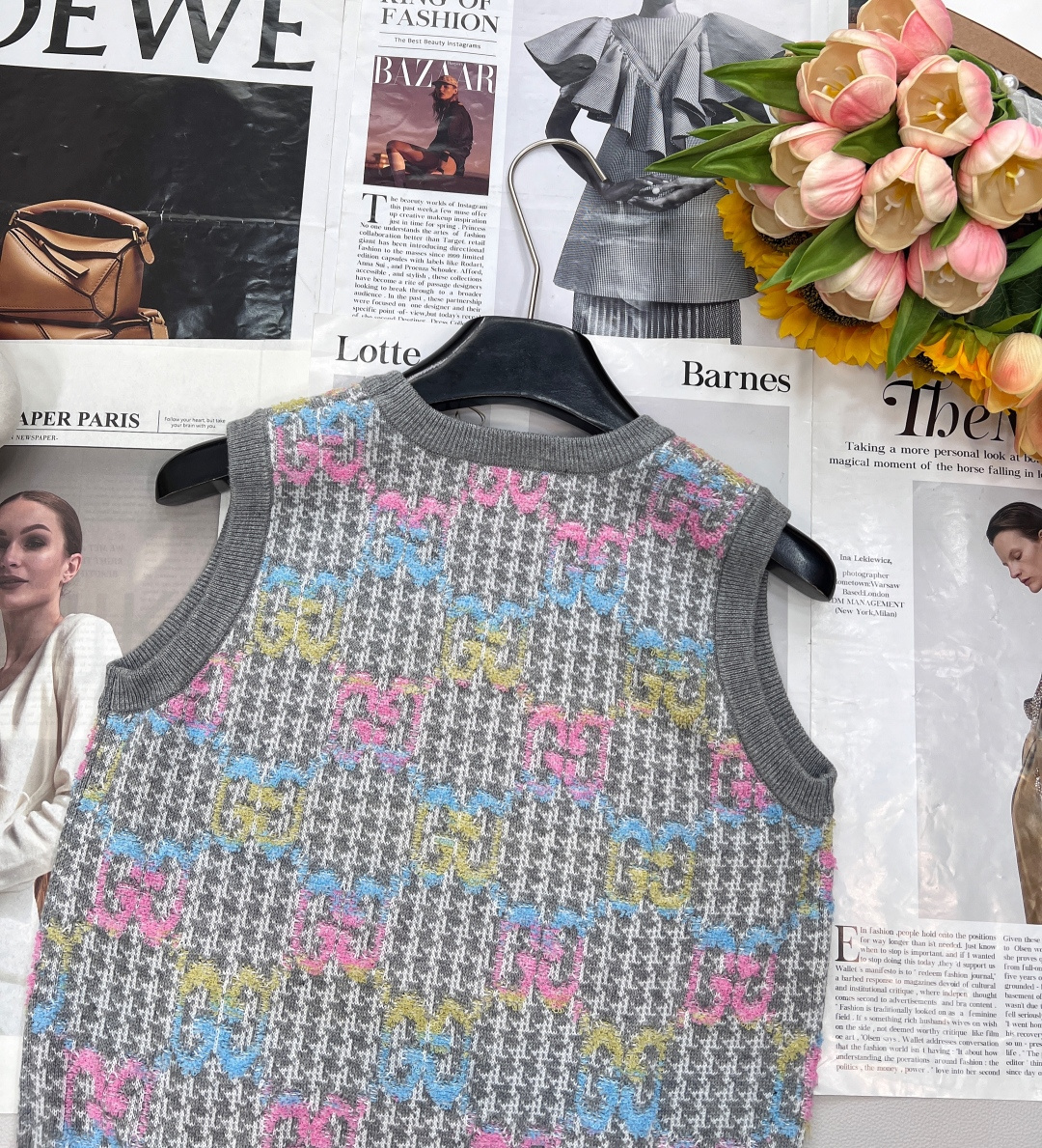 🆕Gucci 25SS双Logo提花针织马甲💚💗新款 无边序曲系列 充满复古气息的一件 上身太好看了！⚠