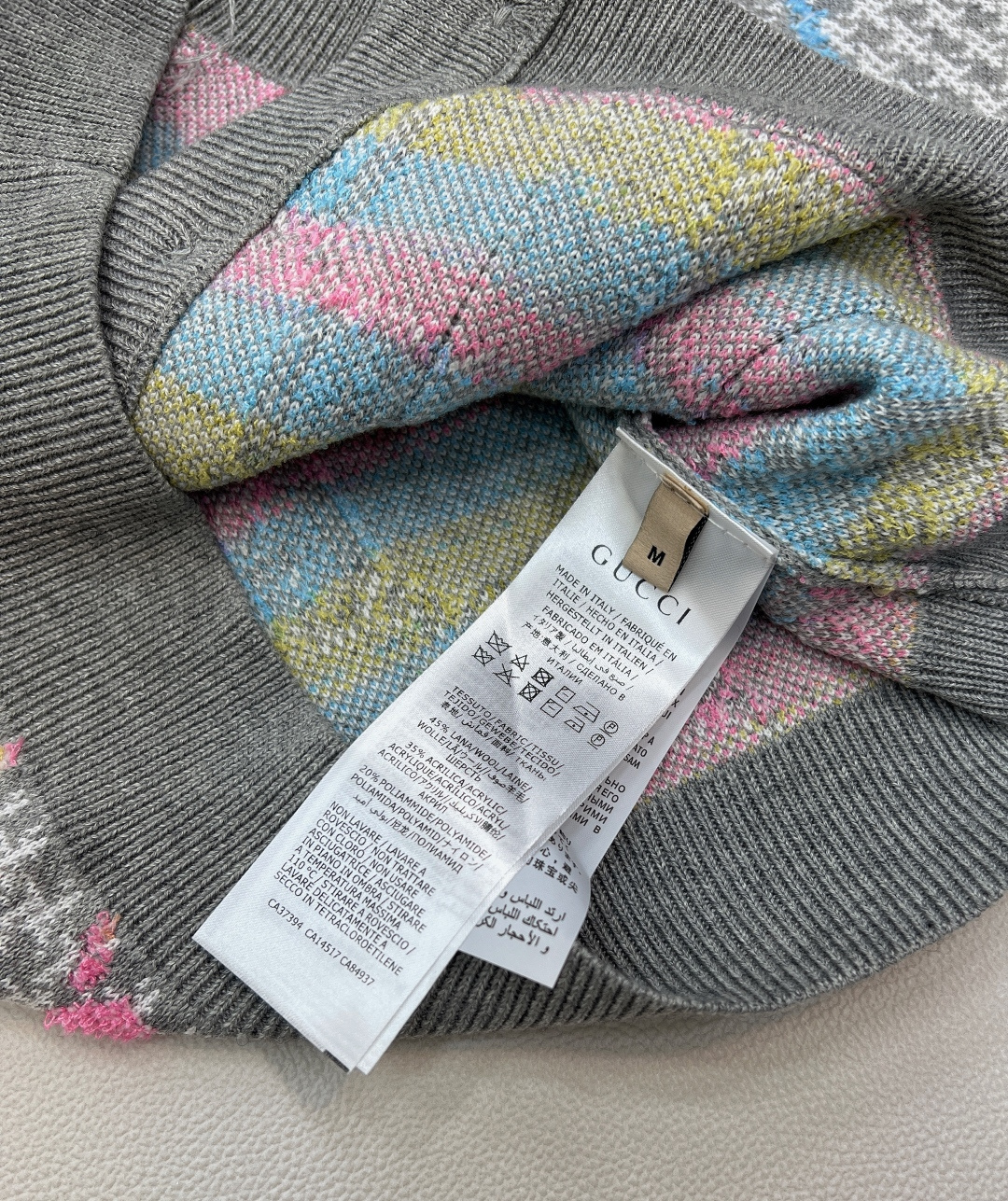 🆕2025SSGucci彩色提花针织羊毛圆领开衫，经典百搭老花图案，德国进口纱嘴挂毛机器设备织片，所用毛