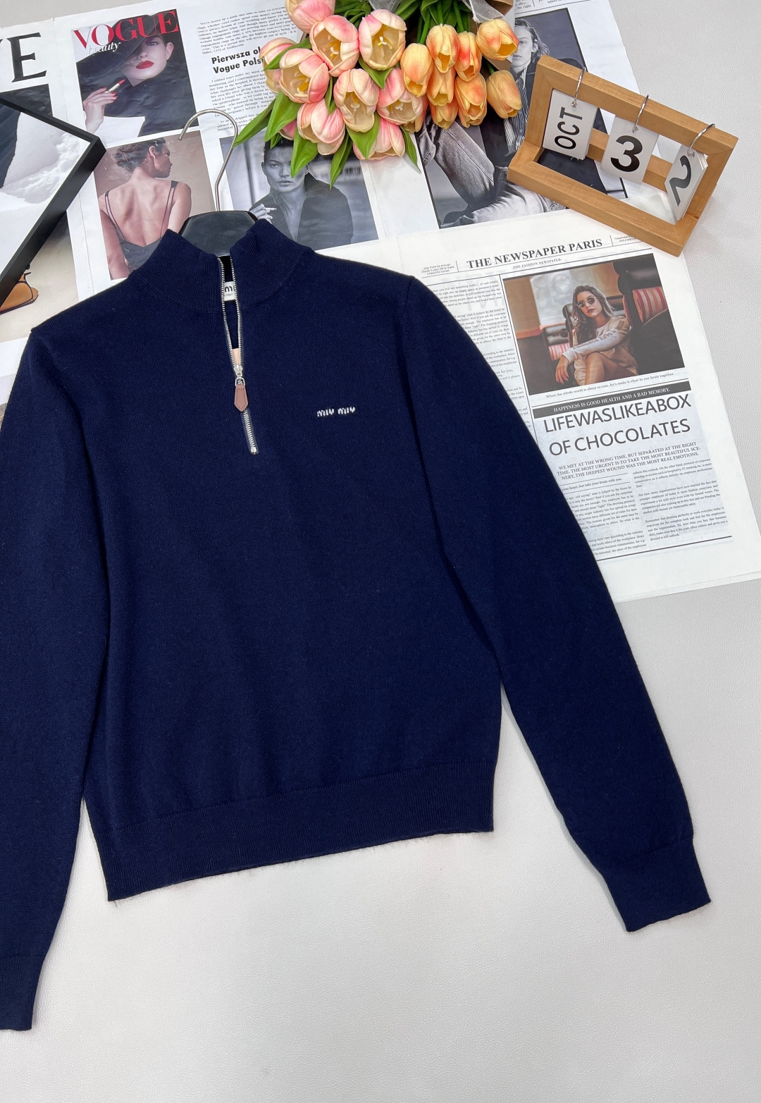 🆕Miumiu25Fw秋冬新款徽标半拉链羊毛针织毛衣丨⚠独家yb开发！高版出品！采用💯%山羊毛面料，手肘