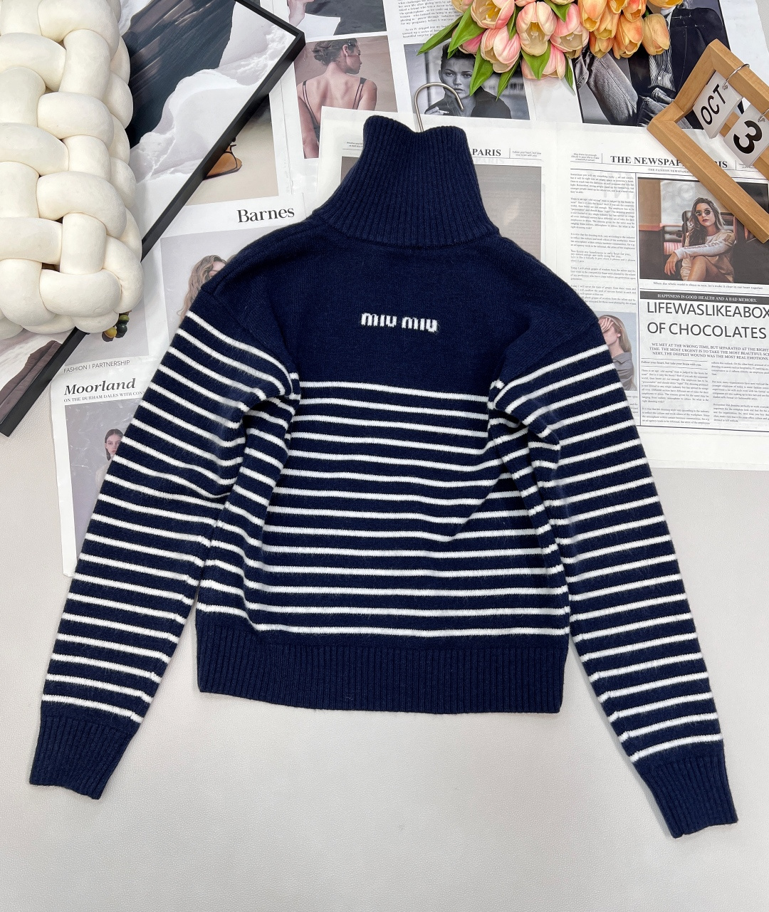 🆕Miumiu25Fw早秋新款学院风氛围感条纹毛衣丨⚠独家yb开发！高版出品！半拉链设计廓形设计很韩系风