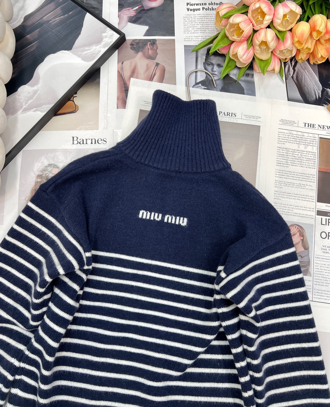 🆕Miumiu25Fw早秋新款学院风氛围感条纹毛衣丨⚠独家yb开发！高版出品！半拉链设计廓形设计很韩系风