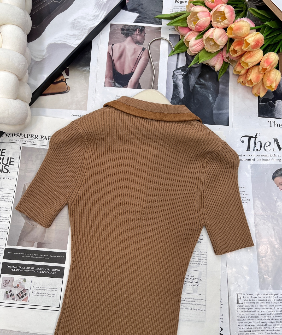 🆕Miumiu2025新款拼皮翻领针织短袖，定制YB羊绒纱线织造 质感高级 舒适柔软 翻领正肩短袖毛衣版