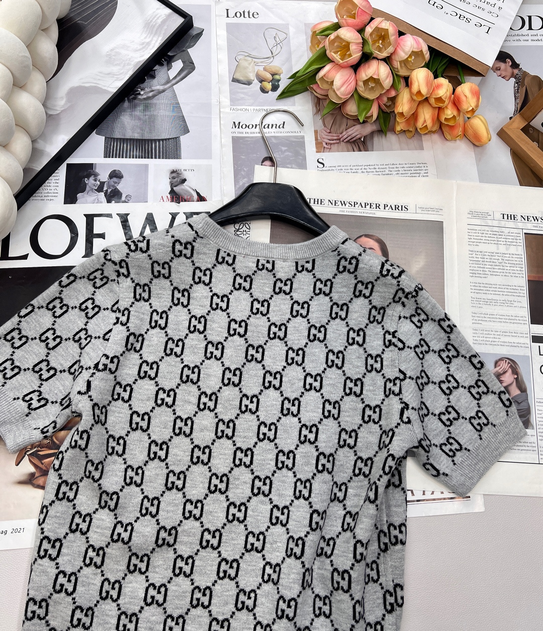 🆕Gucci2025新品两面穿圆领提花针织短袖，定制YB羊毛纱线织造 质感上乘 穿搭舒适 圆领针织短袖版