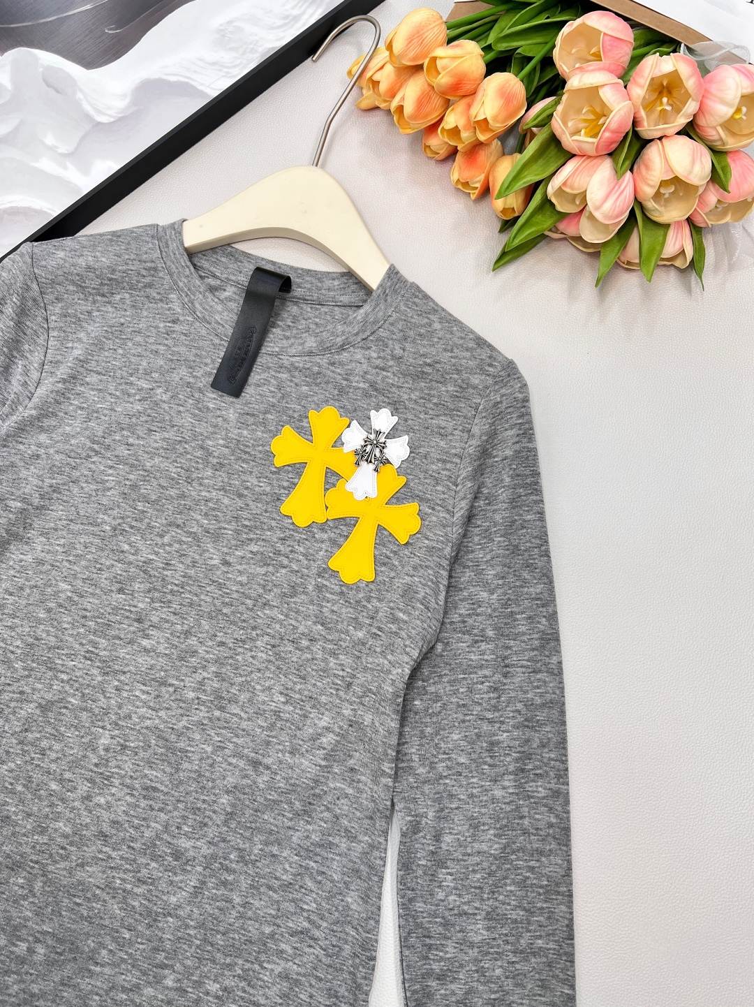 🆕Chrome hearts2025新款修身皮标十字架打底衫，定制YB进口天丝羊毛材质，质感舒适，弹力十