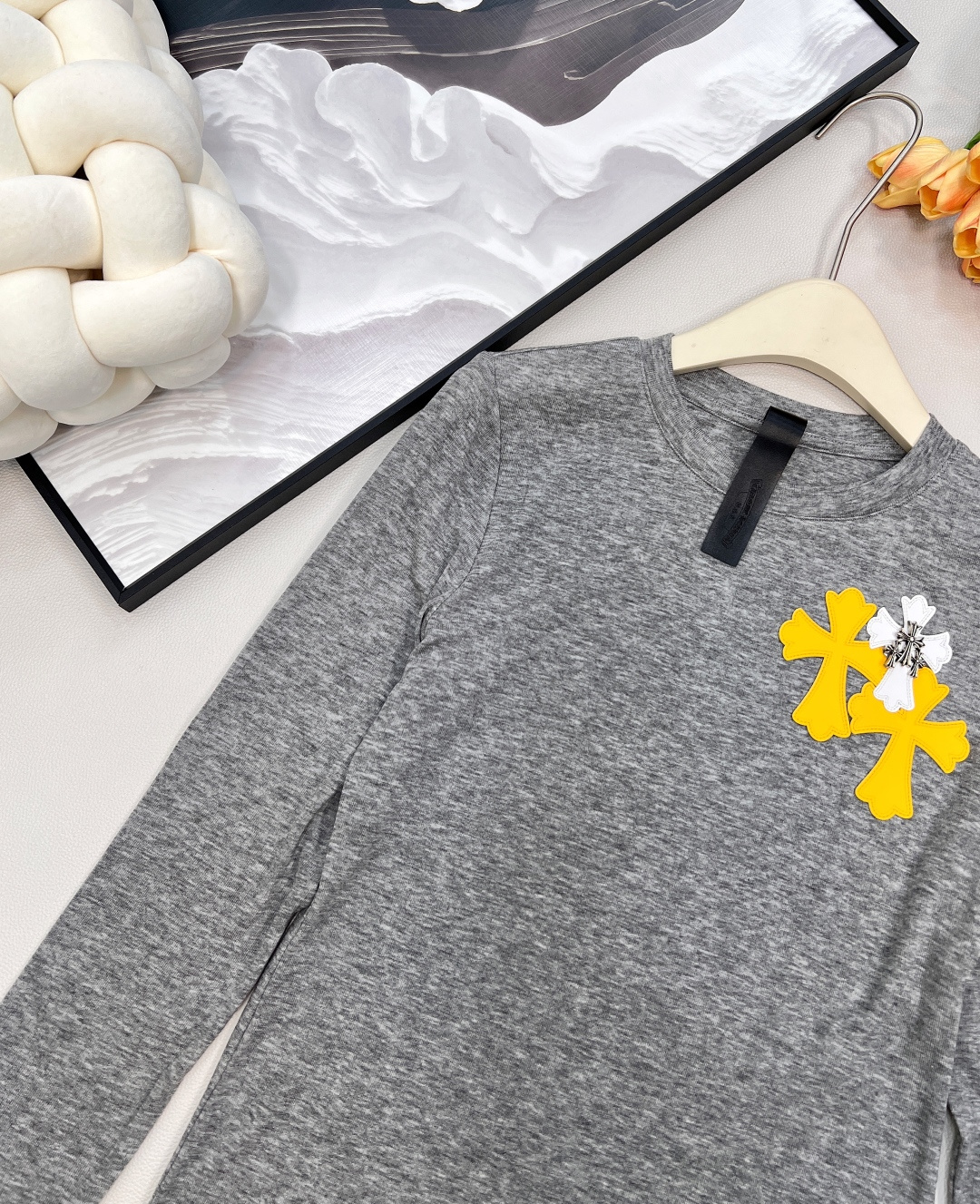 🆕Chrome hearts2025新款修身皮标十字架打底衫，定制YB进口天丝羊毛材质，质感舒适，弹力十