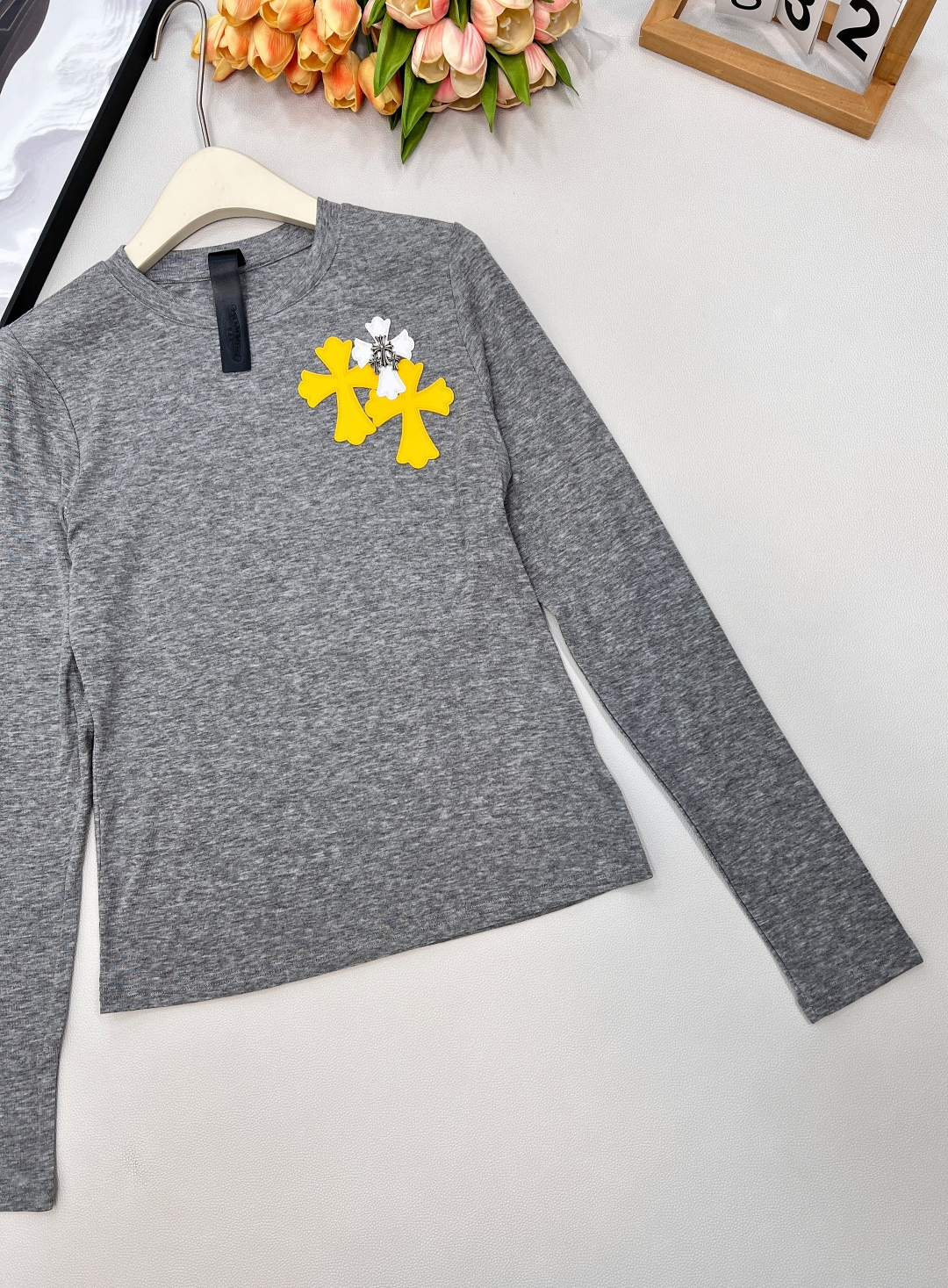 🆕Chrome hearts2025新款修身皮标十字架打底衫，定制YB进口天丝羊毛材质，质感舒适，弹力十