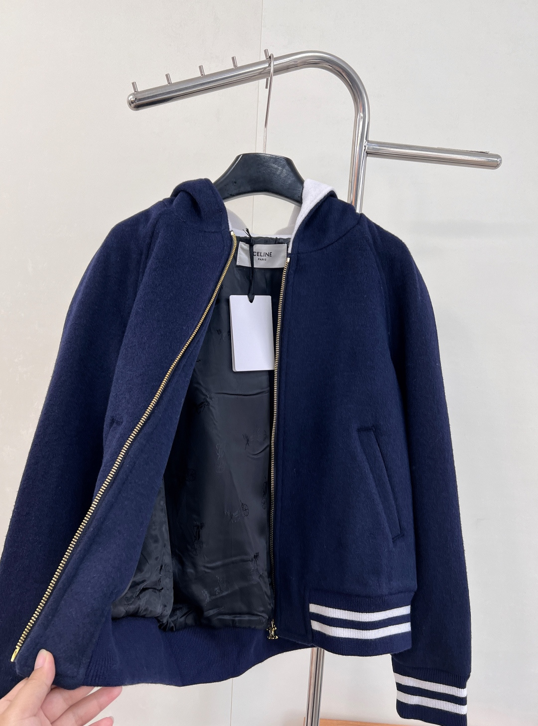 🆕2023Ss Celine 字母刺绣撞色羊绒棒球服外套原版定制进口毛呢面料 美式学院风罗纹包边工艺，凯