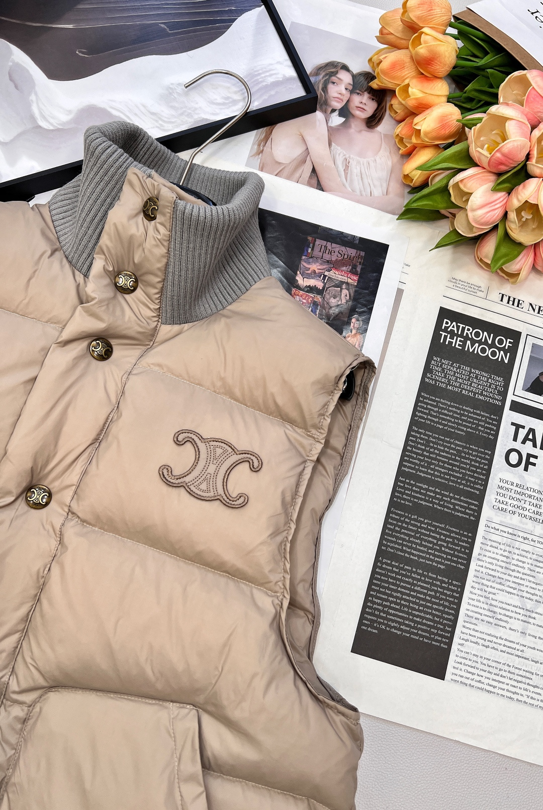 🆕Celine2025新款螺纹立领撞色棉服马甲，定制YB防风防水尼龙材质，羽绒棉填充内里，整件轻盈保暖，