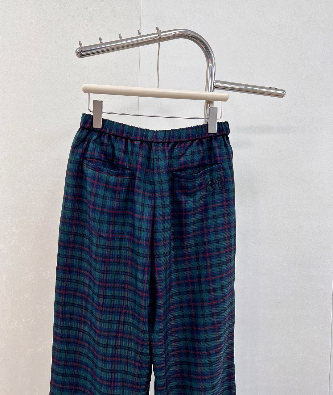 🆕MiuMiu25Fw早秋新款 复古格纹羊毛长裤丨⚠独家yb开发！高版出品！羊毛精纺面料挺括有型，深绿与