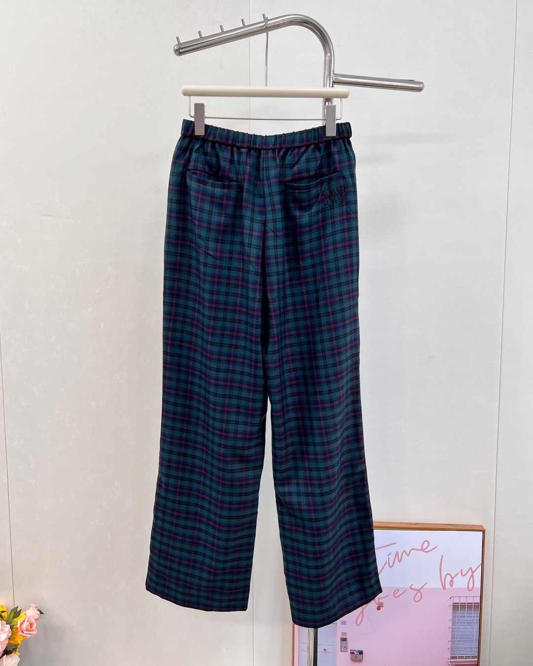 🆕MiuMiu25Fw早秋新款 复古格纹羊毛长裤丨⚠独家yb开发！高版出品！羊毛精纺面料挺括有型，深绿与