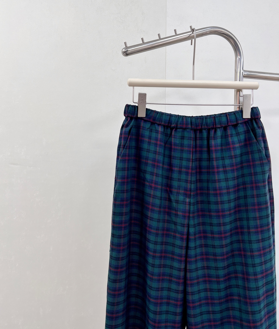 🆕MiuMiu25Fw早秋新款 复古格纹羊毛长裤丨⚠独家yb开发！高版出品！羊毛精纺面料挺括有型，深绿与