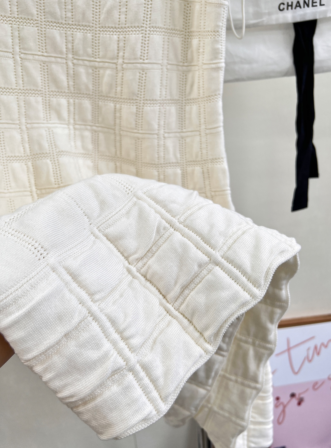 🆕Chanel25B高级手工坊系列新款白色毛毛格子吊带背心连衣裙丨⚠独家yb开发！高版出品！甄选细腻面料
