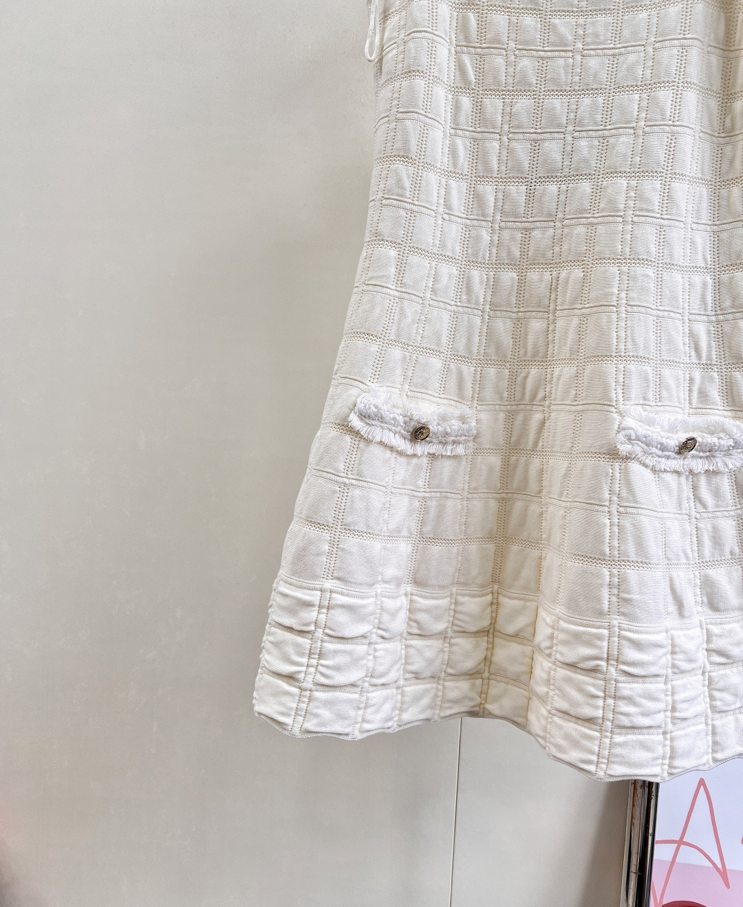 🆕Chanel25B高级手工坊系列新款白色毛毛格子吊带背心连衣裙丨⚠独家yb开发！高版出品！甄选细腻面料