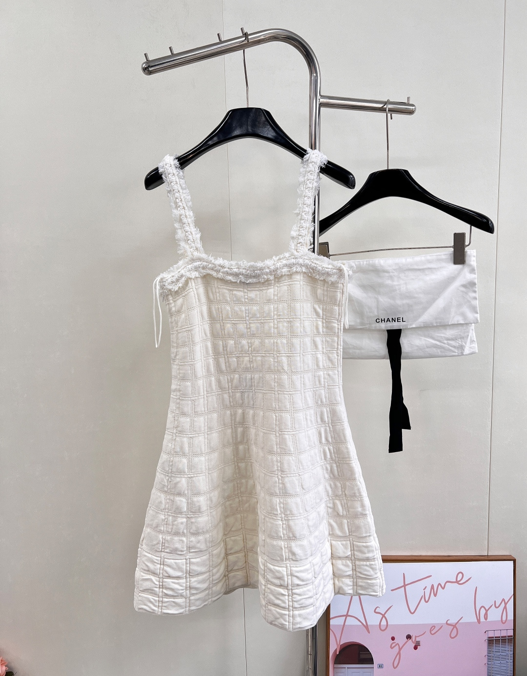 🆕Chanel25B高级手工坊系列新款白色毛毛格子吊带背心连衣裙丨⚠独家yb开发！高版出品！甄选细腻面料