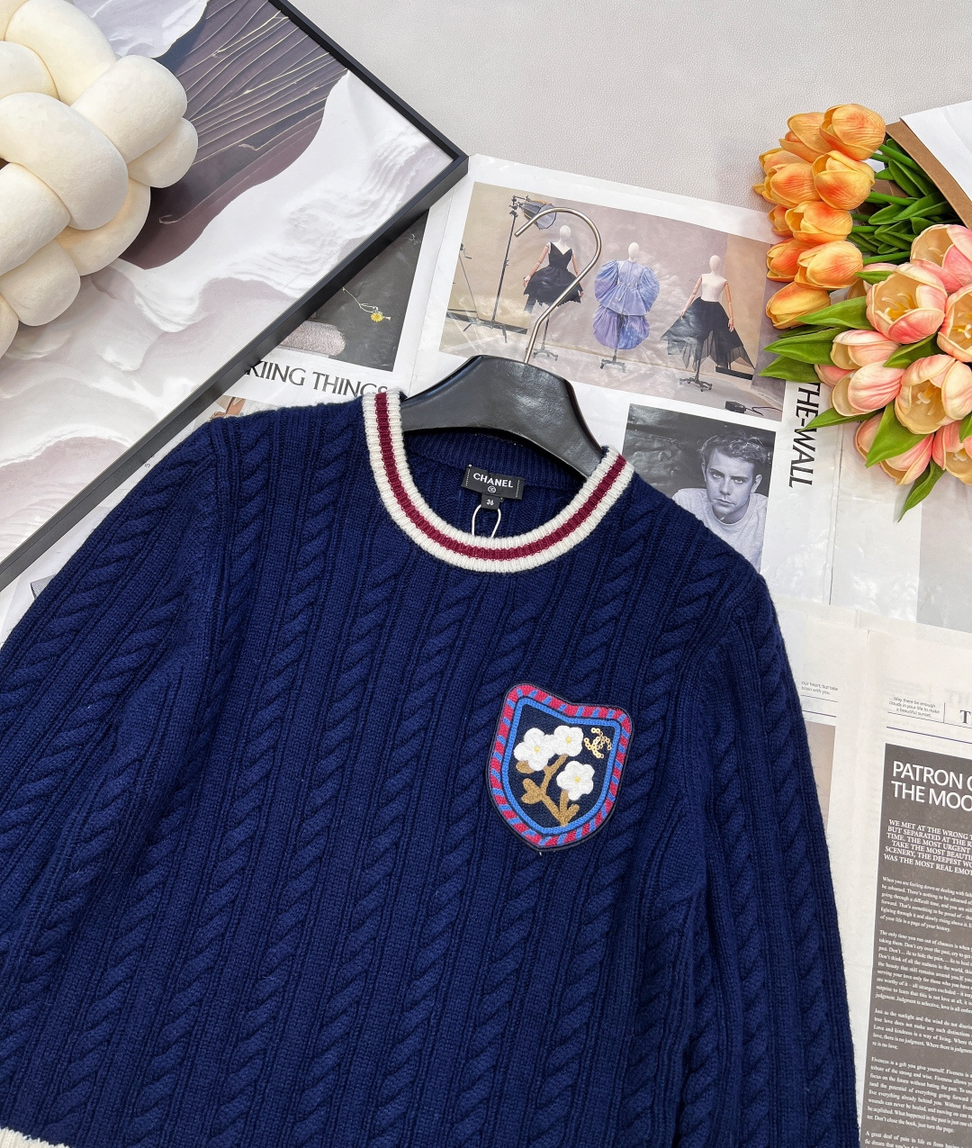 🆕Chanel新款圆领麻花撞色针织套头毛衣，定制YB羊绒纱线织造，质感光泽，柔软亲肤，圆领套头毛衣剪裁，