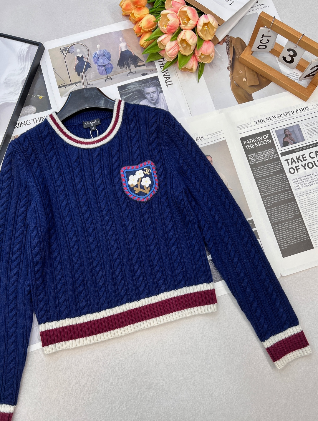 🆕Chanel新款圆领麻花撞色针织套头毛衣，定制YB羊绒纱线织造，质感光泽，柔软亲肤，圆领套头毛衣剪裁，