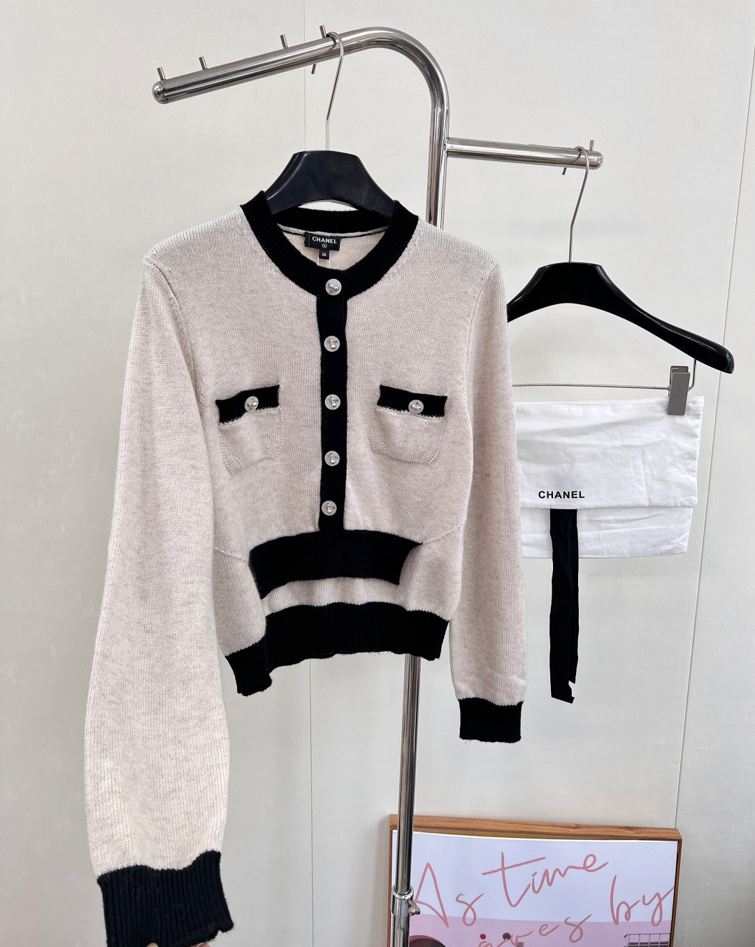 🆕Chanel新款撞色口袋针织长袖，定制YB羊绒纱线织造，质感光泽，柔软亲肤，圆领针织套头上衣，肌理松弛