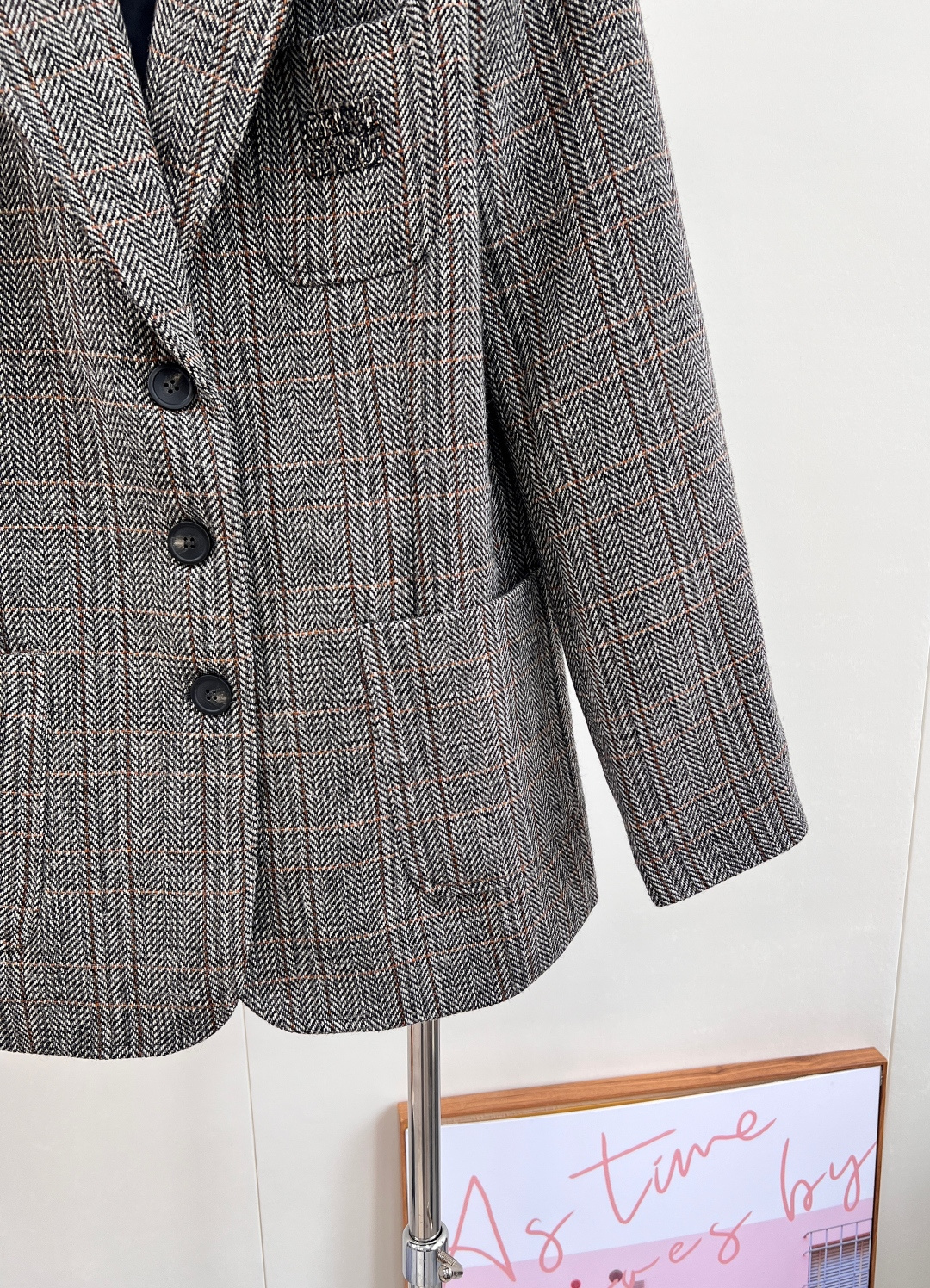 🆕MiuMiu25FW秋冬新款翻领格纹口袋西装外套丨⚠独家yb开发！高版出品！甄选复古格纹精纺羊毛面料，