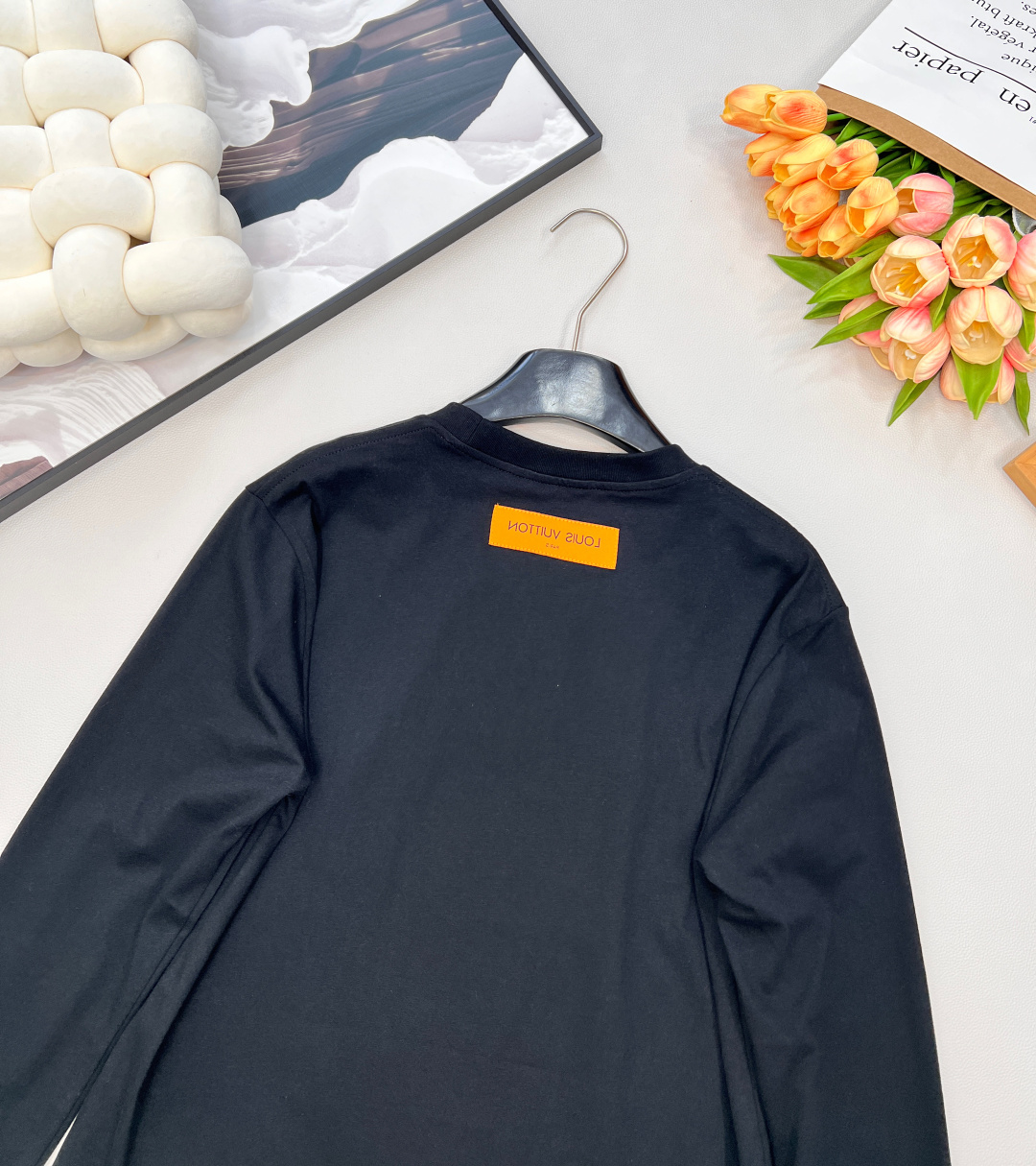 🆕 LOUIS VUITTON 经典浮雕立体压花字母长袖T恤，采用21支240面料 立体压花采用高周波工