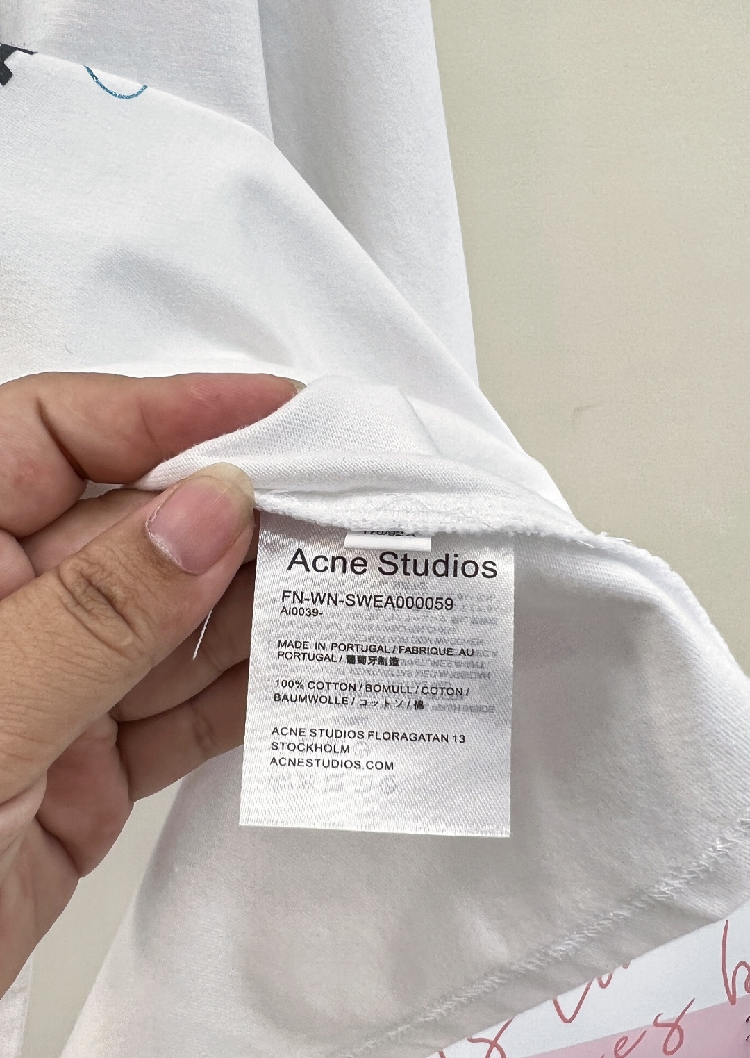 🆕Acne Studios早秋新款徽标玫瑰印花休闲圆领长袖T恤，白色纯棉做旧玫瑰长袖上衣，娇艳玫瑰印花，