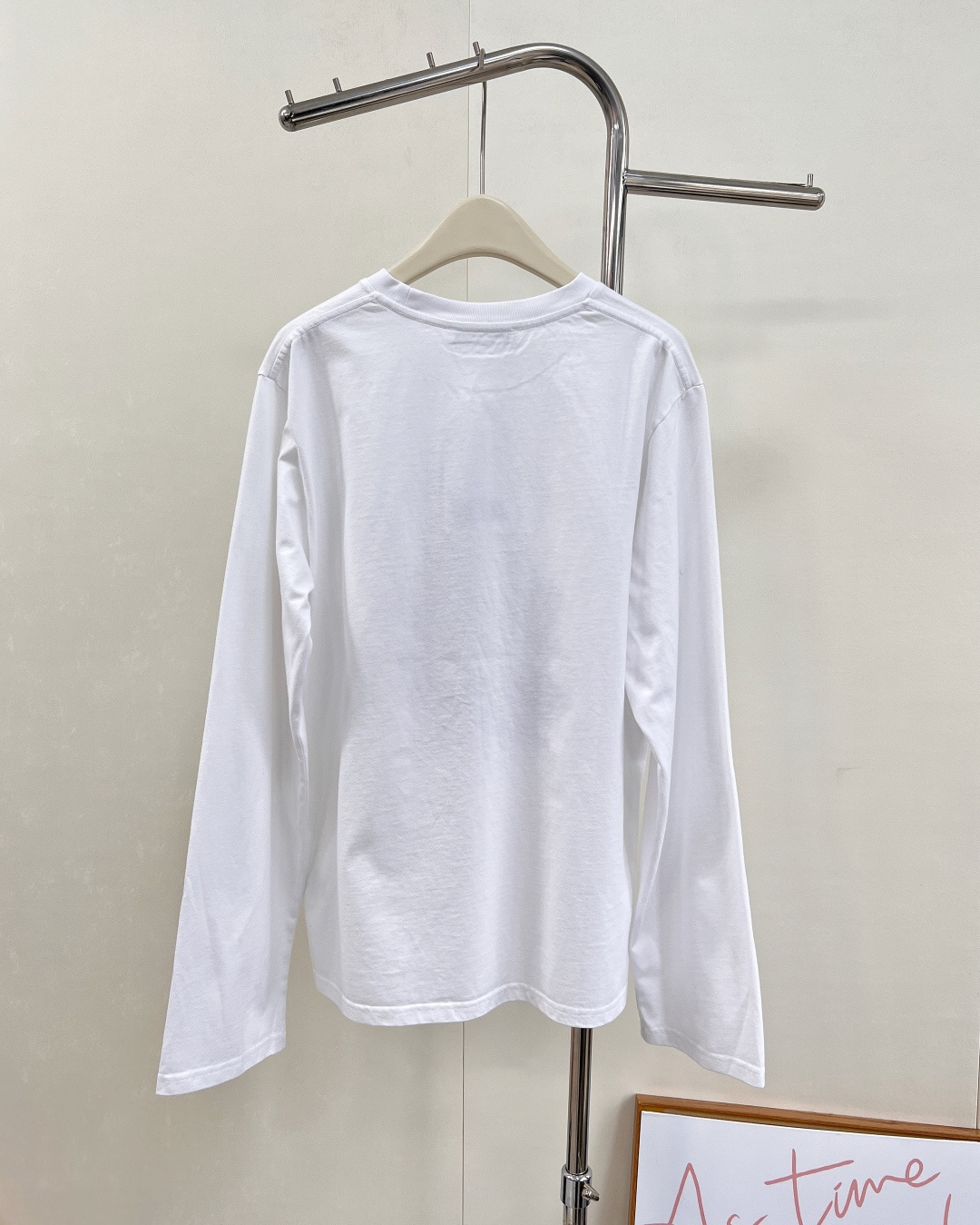 🆕Acne Studios早秋新款徽标玫瑰印花休闲圆领长袖T恤，白色纯棉做旧玫瑰长袖上衣，娇艳玫瑰印花，