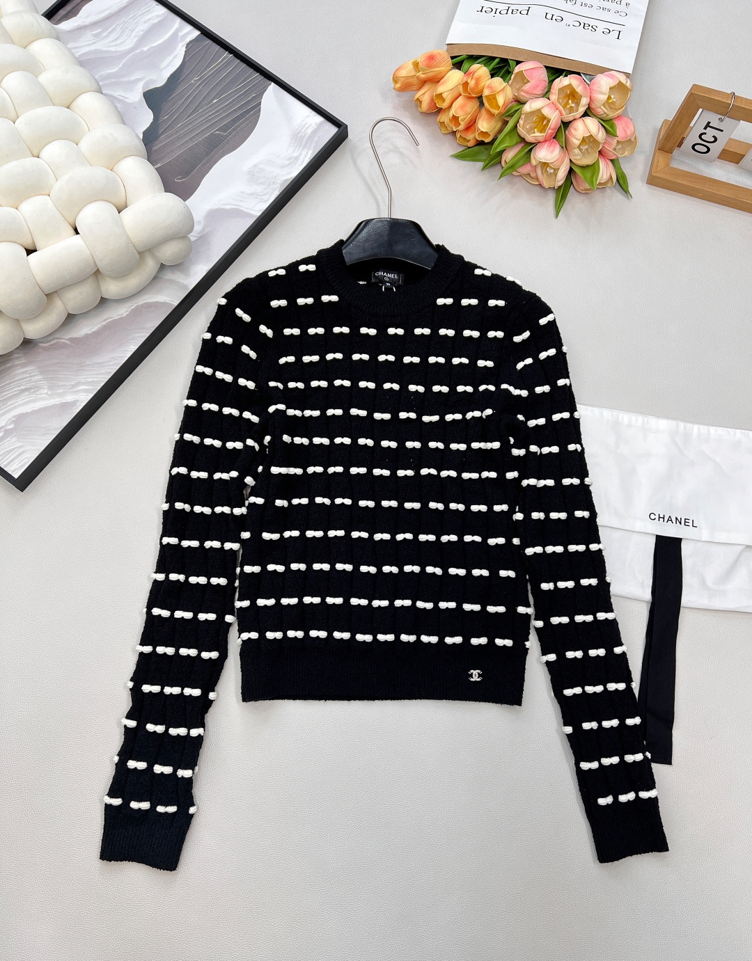 🆕Chanel25S高级手工坊系列新款蝴蝶结圆领长袖针织上衣丨⚠独家yb开发！高版出品！甄选柔糯且挺括的