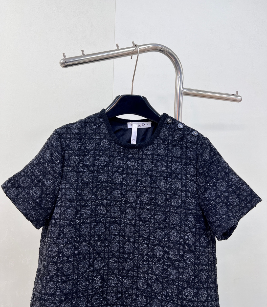 🆕Dior新款提花藤格纹短袖连衣裙，定制YB进口棉毛提花材质，质感高级，品相十足，圆领短袖连衣裙裁剪，袖