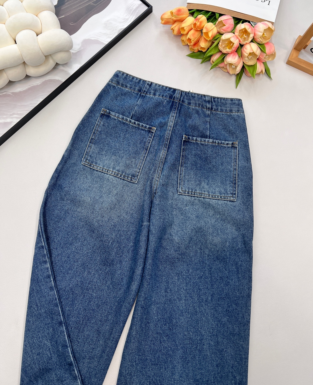 🆕Loewe25Fw早秋新款抽绳高腰阔腿牛仔长裤丨⚠独家高版出品！采用高腰阔腿廓形，从腰头自然垂坠的裤型