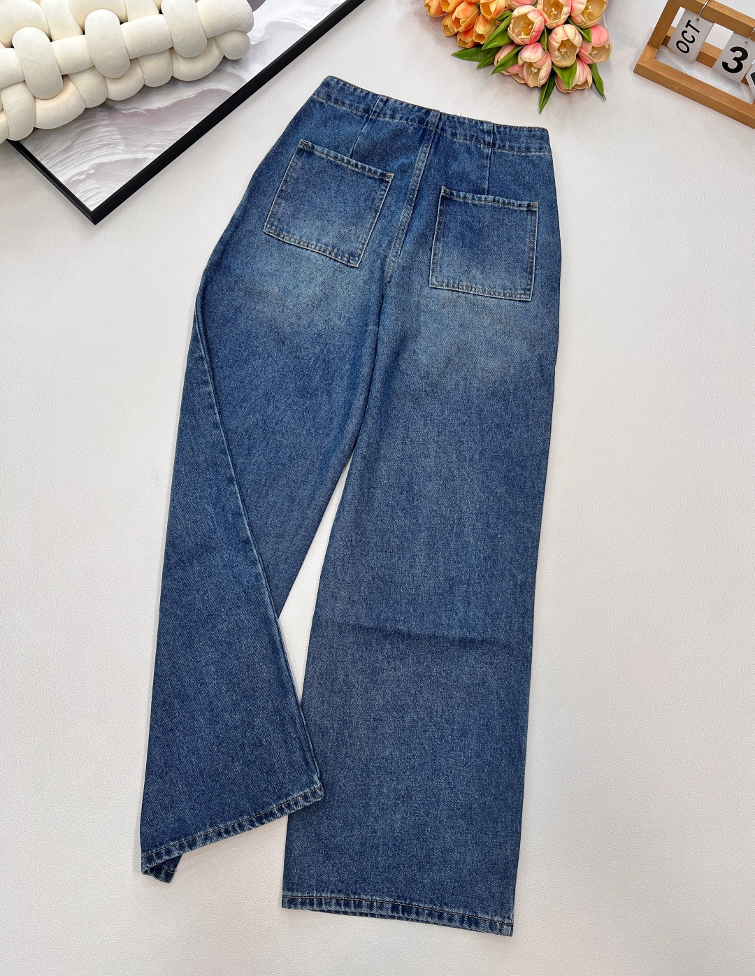 🆕Loewe25Fw早秋新款抽绳高腰阔腿牛仔长裤丨⚠独家高版出品！采用高腰阔腿廓形，从腰头自然垂坠的裤型