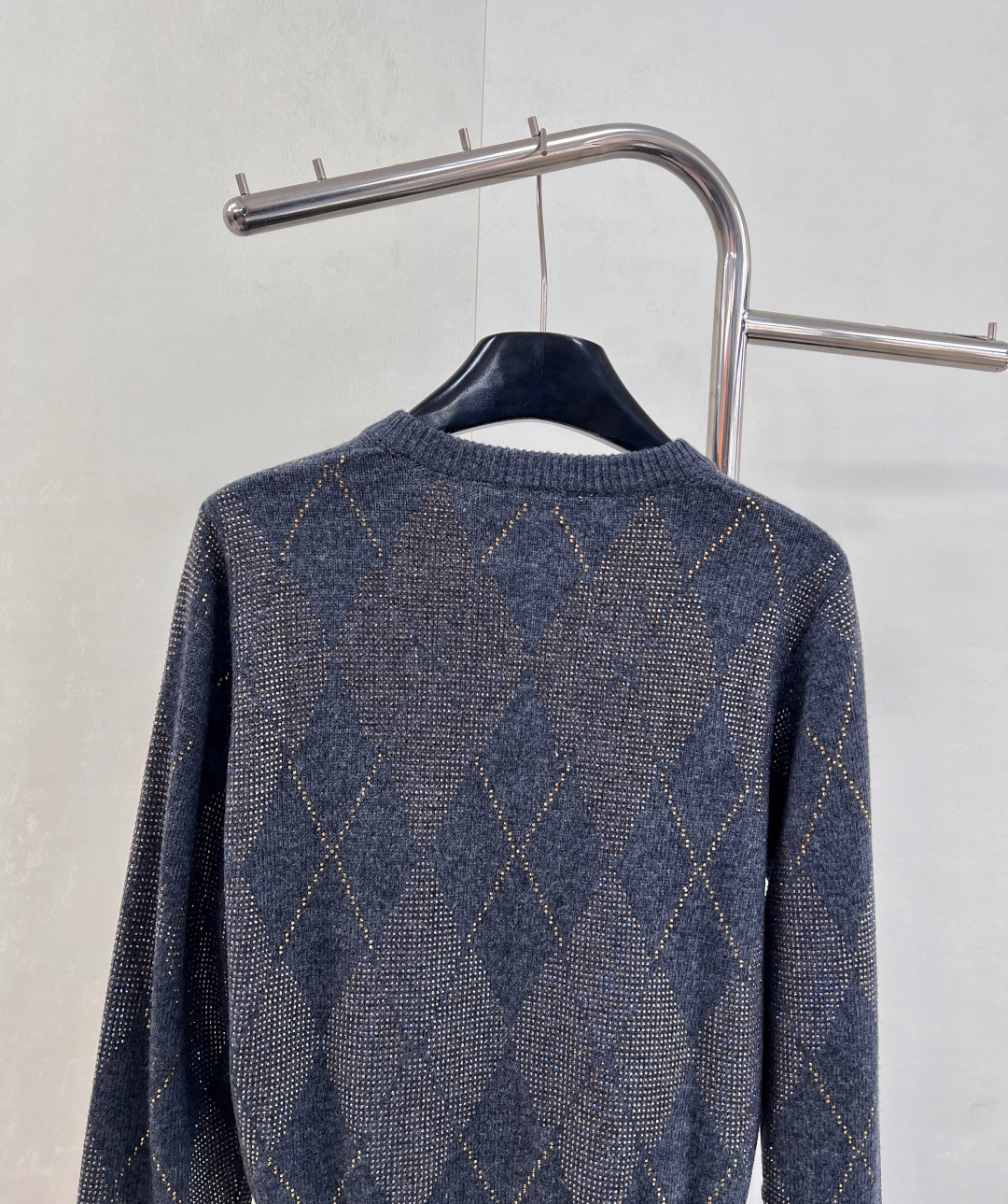 🆕Alexander wang2025新款烫钻菱格提花针织开衫，定制YB羊毛纱线织造，质感细腻，舒适好穿