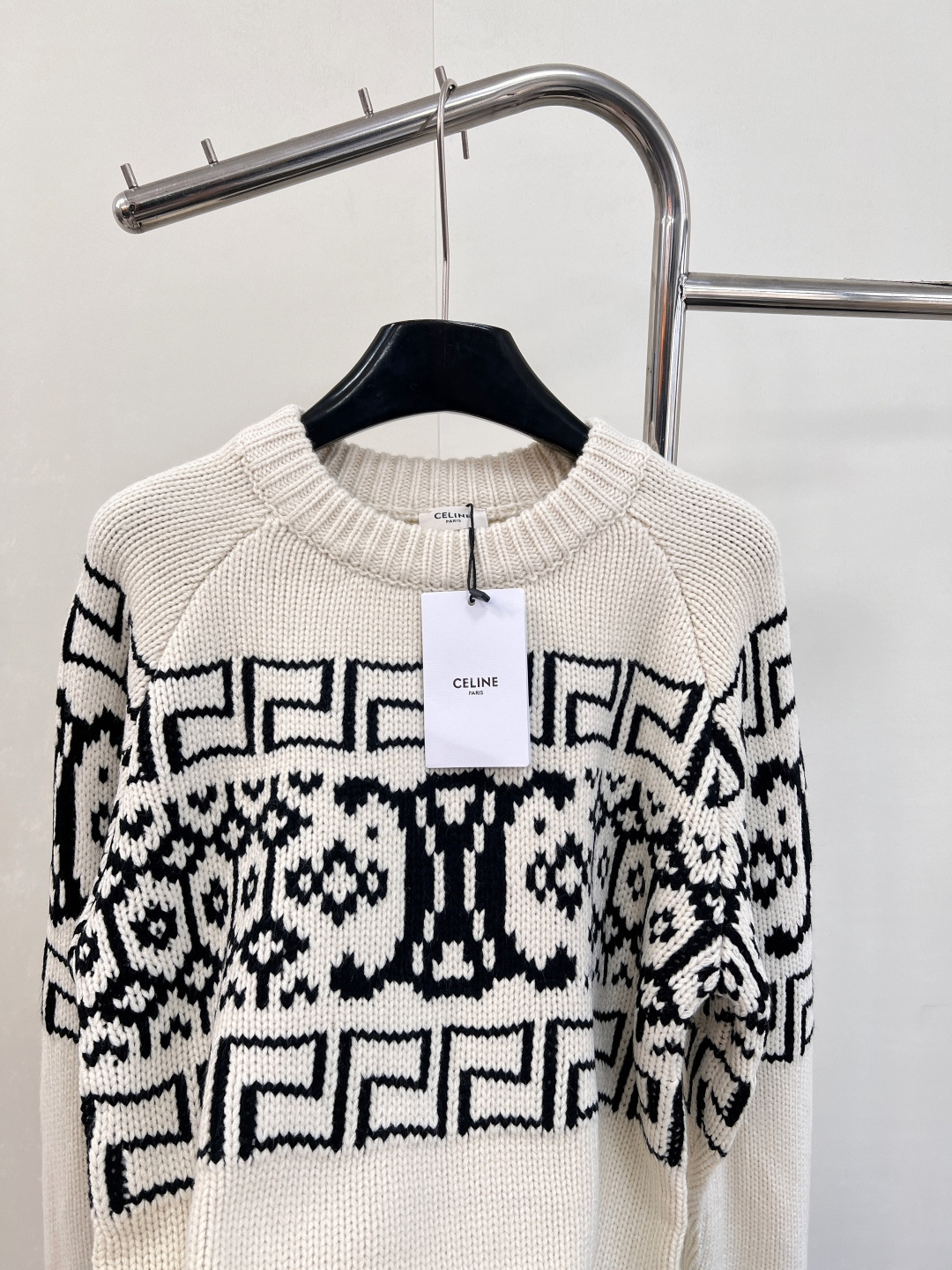 🆕CELINE秋冬新凯旋门logo费尔岛提花羊毛针织衫重工提花暖咖色系 软软糯糯的秋冬温暖气息！质感厚实
