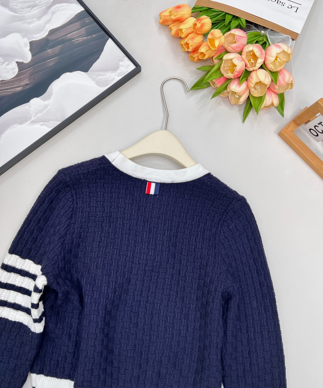 🆕Thom browne2025新款编织撞色针织开衫，定制YB羊毛纱线织造，质感光泽，柔软亲肤，常规V领