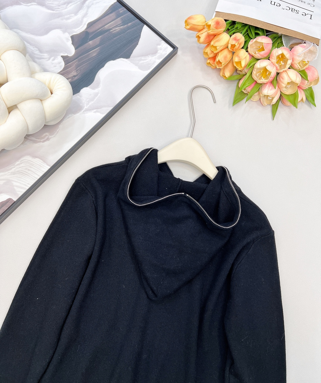 🆕 LOEWE 新款胸前刺绣logo连帽羊毛开衫舒适羊毛拉链宽松针织绳连帽衫客供超细羊毛纱线柔软细腻质感