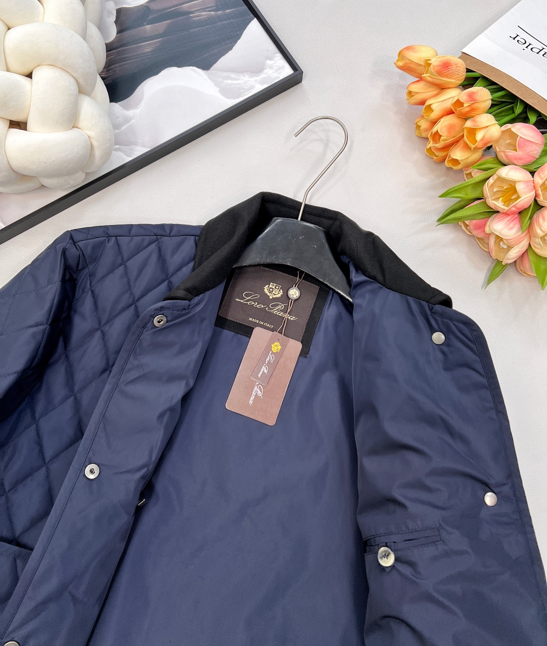 🆕Loro Piana25Fw早秋新款 菱格绗缝老钱风翻领棉服丨⚠独家yb开发！高版出品！翻领设计复古又