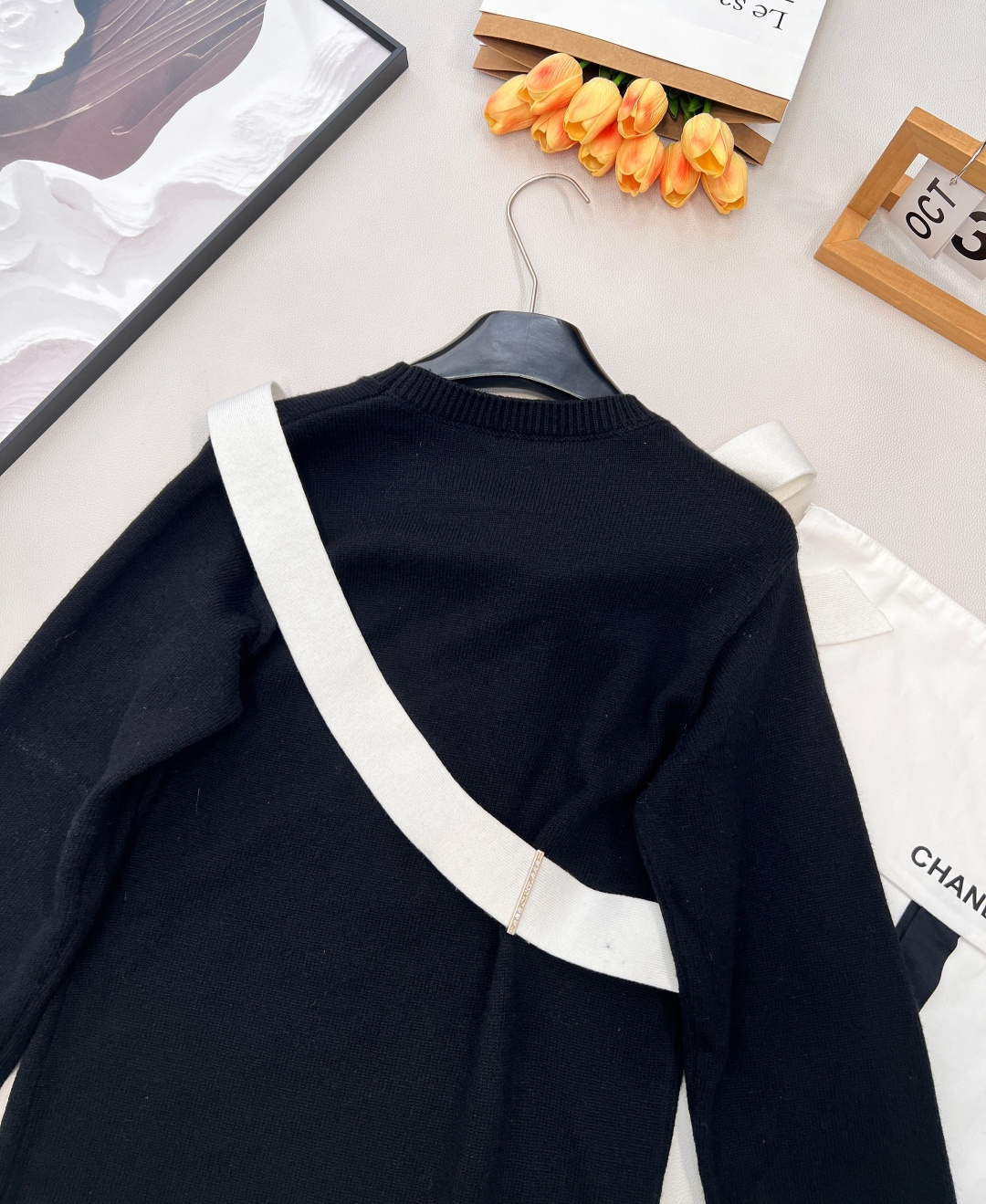 🆕Chanel25K高级手工坊系列新款蝴蝶结黑色针织连衣裙丨⚠独家yb开发！高版出品！柔软材质超舒适，白