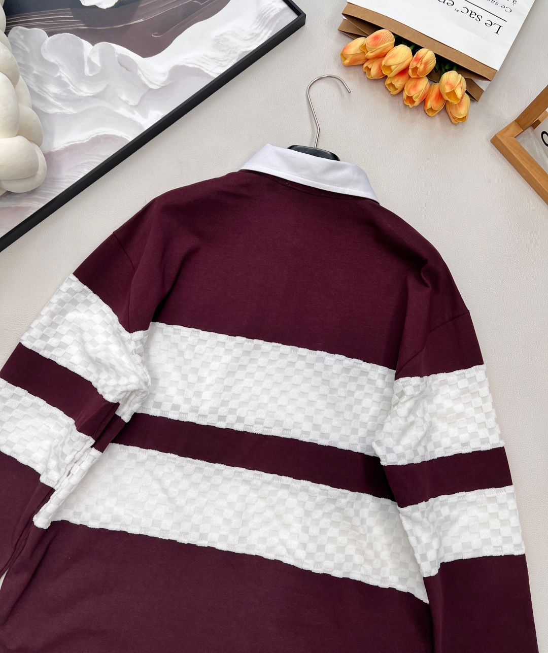 🆕Louis Vuitton 25FW早秋新款 勃艮第红有机棉绣花领珍珠扣Polo衫丨⚠独家高版出品！采