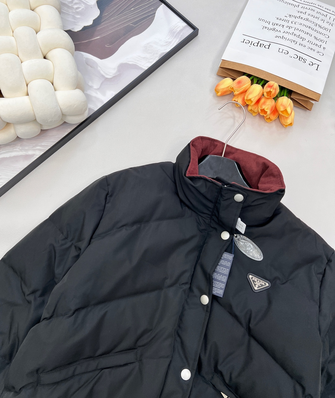 🆕Prada25年秋冬新款三角徽标立领府绸质感羽绒服夹克外套丨⚠独家yb开发！高版出品！以立领设计重构经