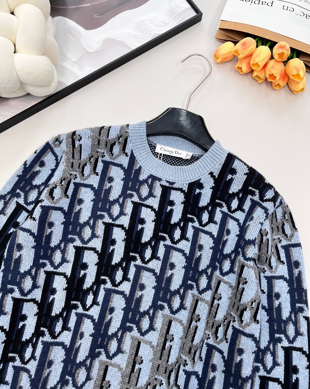 🆕25SSDior 迪奥老花提花羊毛针织衫毛衣!提花彩色毛衣,毛料采用7针进口机编织制造采用羊毛含量纱线