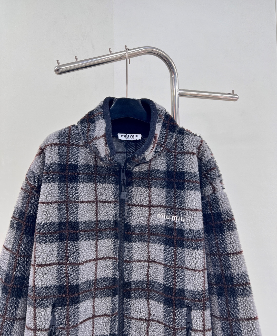 🆕MiuMiu25Fw秋冬新款学院风摇粒绒格纹外套丨⚠独家yb开发！高版出品！高密度羊毛摇粒绒面料，自带