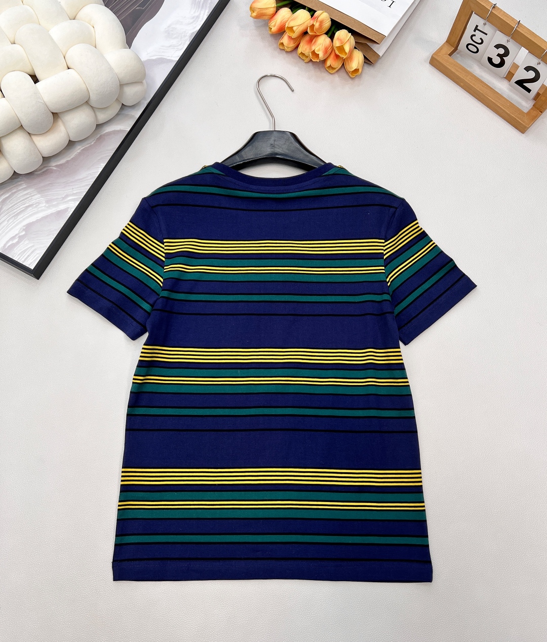 🆕Miu Miu26SS早春新款学院风条纹圆领短袖T恤丨⚠独家yb开发！高版出品！基础圆领+短袖的版型适