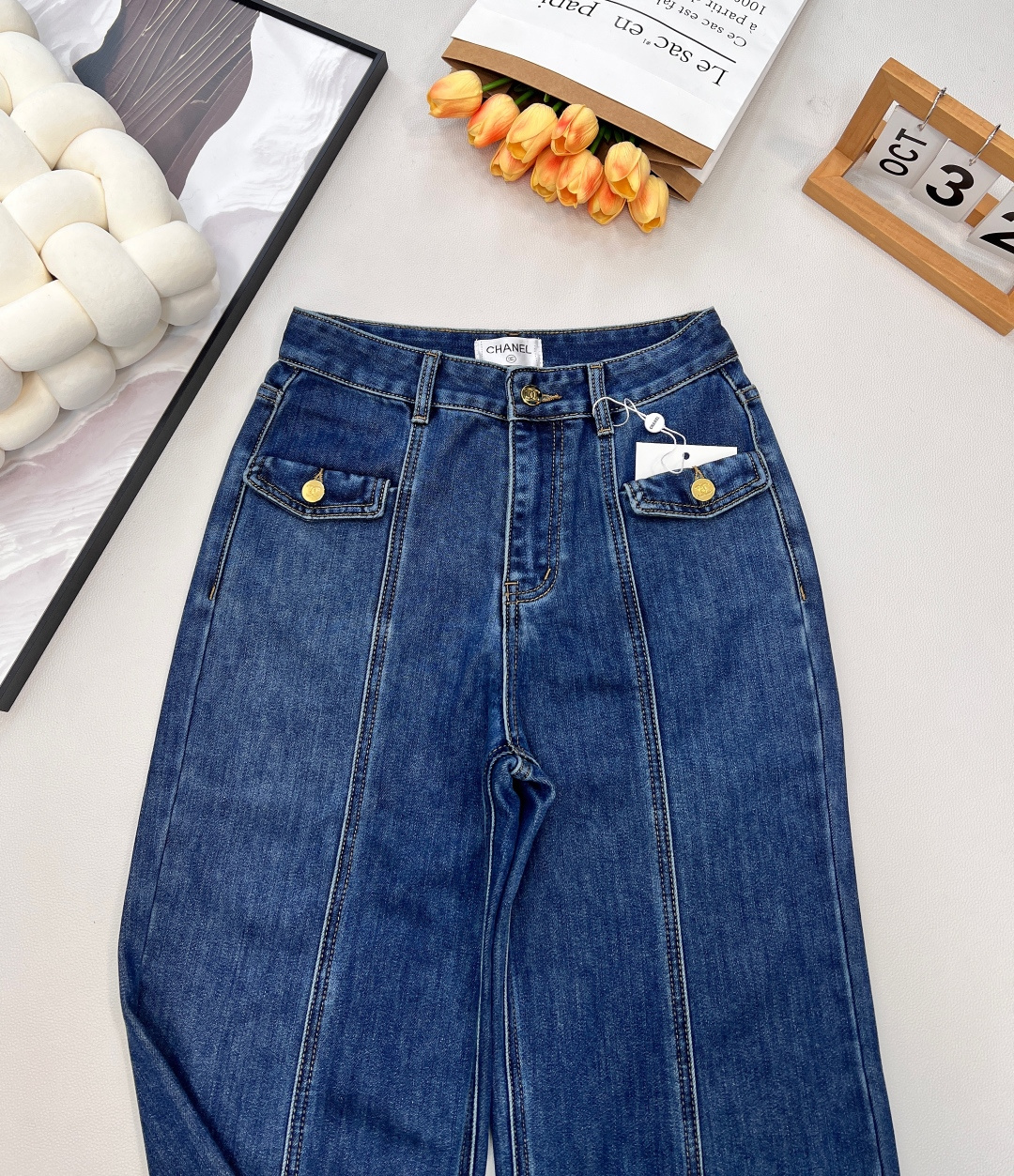 🆕Chanel25N高级手工坊系列薄绒加厚牛仔阔腿裤丨⚠独家高版出品！以深海蓝丹宁面料为基底，内里加衬细