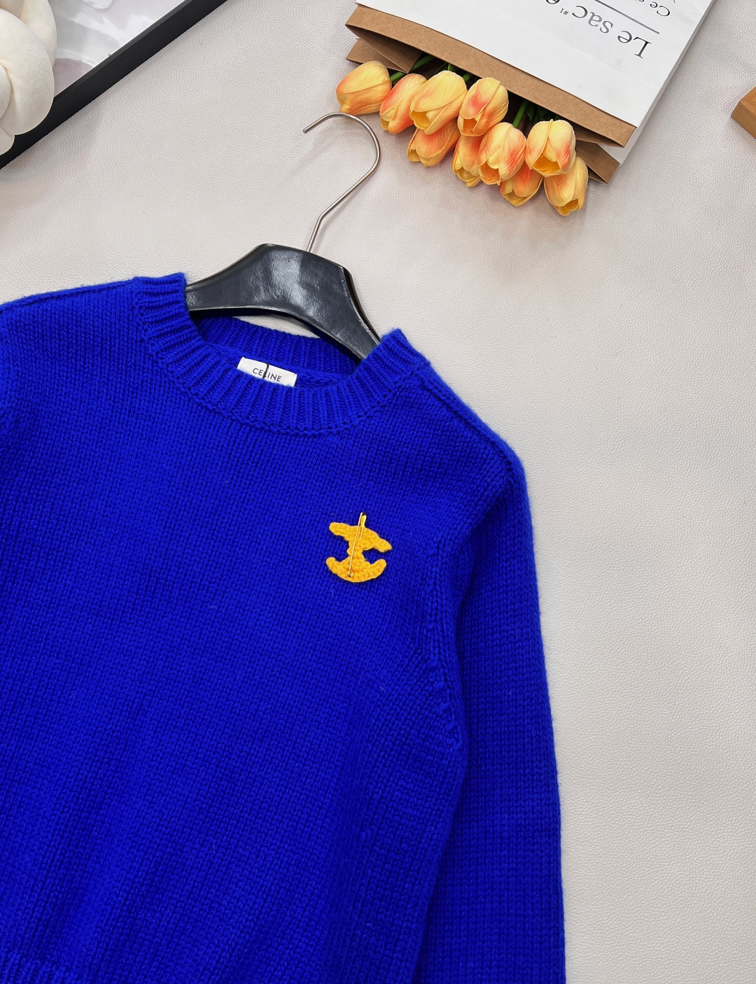 🆕CELINE新款凯旋门2025秋冬季新款显瘦百搭毛衣，羊毛针织衫 胸口处的图案可以摘下来diy在任意一