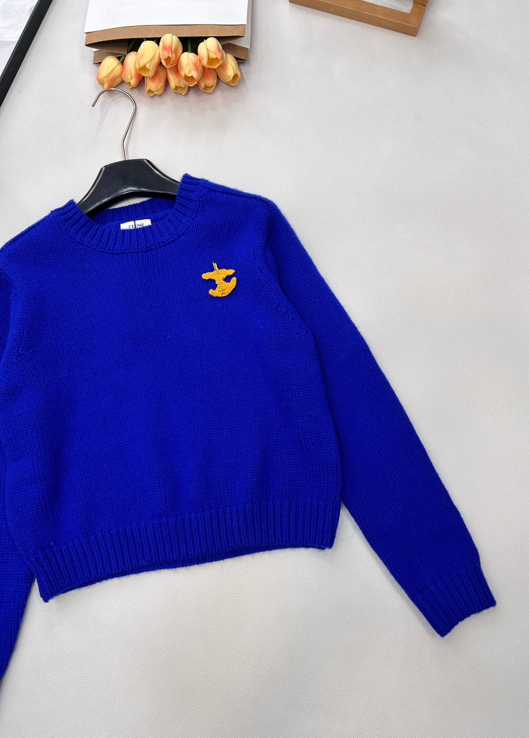 🆕CELINE新款凯旋门2025秋冬季新款显瘦百搭毛衣，羊毛针织衫 胸口处的图案可以摘下来diy在任意一