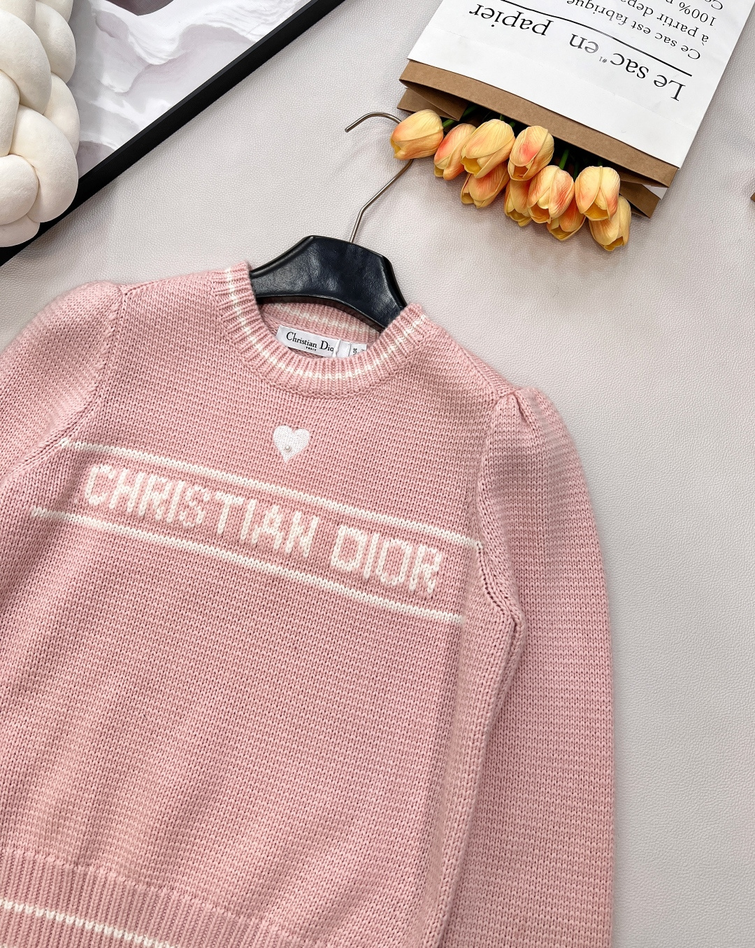 🆕Dior 爱心刺绣字母提花长袖针织毛衣⭐️学院风迪奥新系列单品 采用德国🇩🇪进口机织出！面料细嫩柔滑 