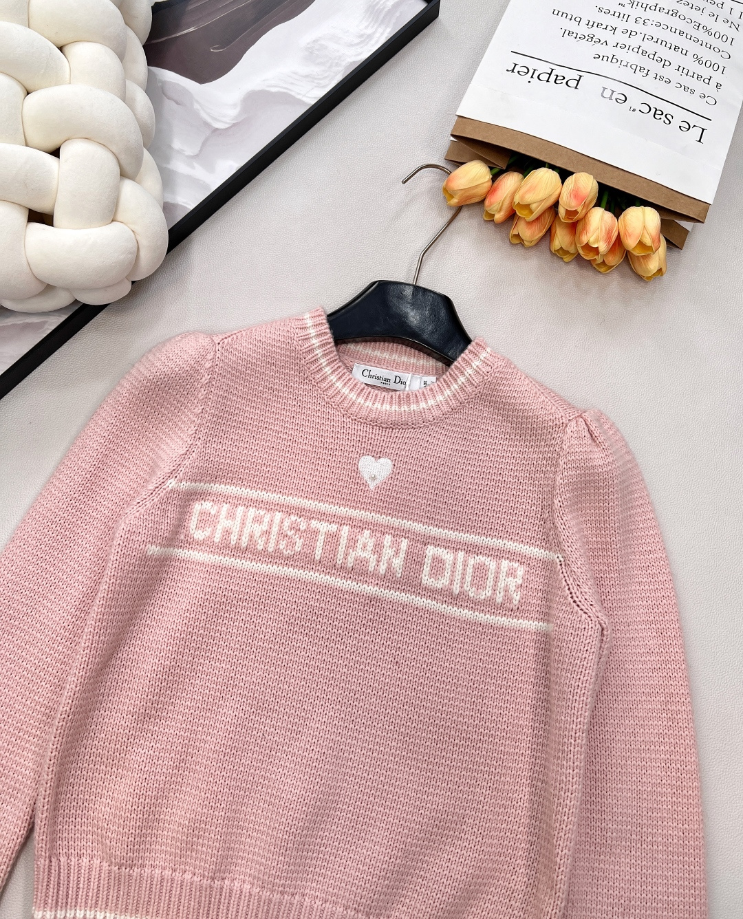 🆕Dior 爱心刺绣字母提花长袖针织毛衣⭐️学院风迪奥新系列单品 采用德国🇩🇪进口机织出！面料细嫩柔滑 